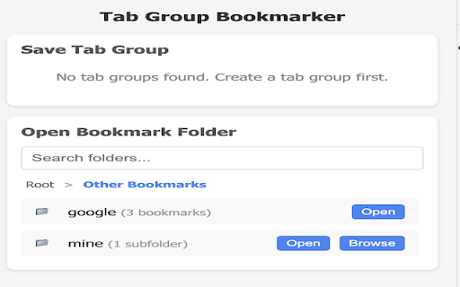 Tab Group Bookmarker  from Chrome web store to be run with OffiDocs Chromium online