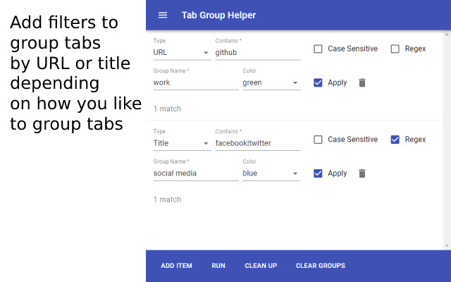 Tab Group Helper  from Chrome web store to be run with OffiDocs Chromium online