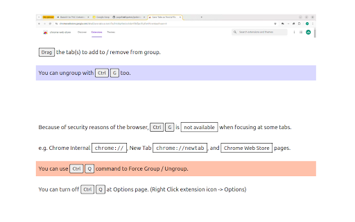 Tab Group Shortcut  from Chrome web store to be run with OffiDocs Chromium online