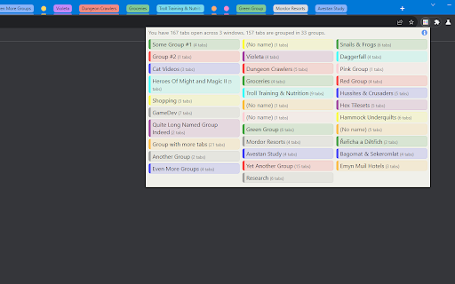 Tab Groups List  from Chrome web store to be run with OffiDocs Chromium online