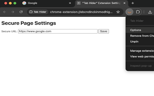 Tab Hider  from Chrome web store to be run with OffiDocs Chromium online