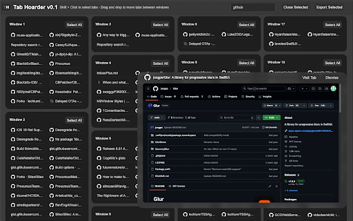 Tab Hoarder  from Chrome web store to be run with OffiDocs Chromium online