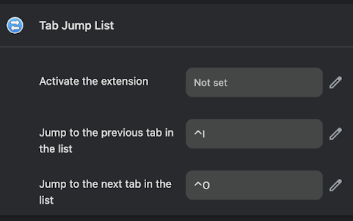 Tab Jump List  from Chrome web store to be run with OffiDocs Chromium online
