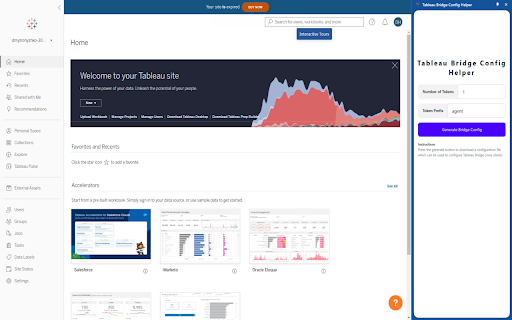 Tableau Bridge Config Helper  from Chrome web store to be run with OffiDocs Chromium online
