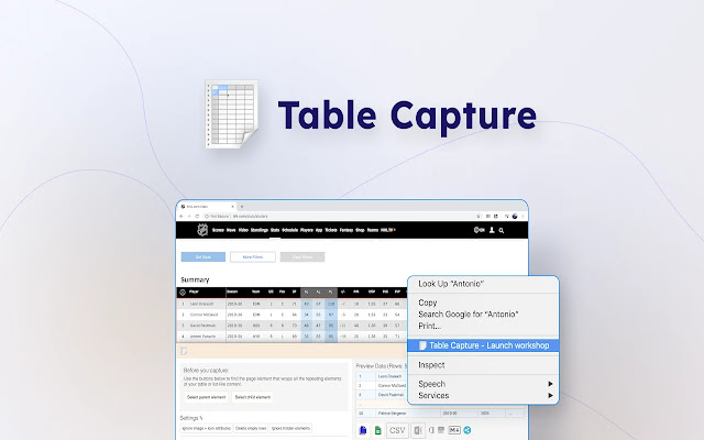 Table Capture  from Chrome web store to be run with OffiDocs Chromium online
