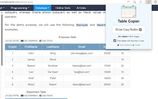 Table Copier  from Chrome web store to be run with OffiDocs Chromium online