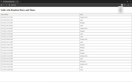 Table Date Sorter  from Chrome web store to be run with OffiDocs Chromium online