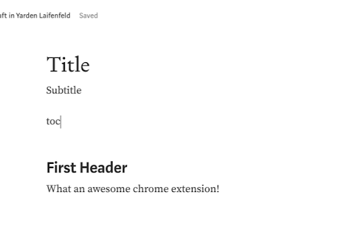 Table of Contents Generator for Medium  from Chrome web store to be run with OffiDocs Chromium online