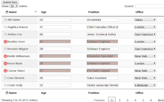 Table Row Disabler  from Chrome web store to be run with OffiDocs Chromium online