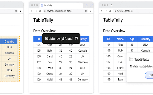 TableTally  from Chrome web store to be run with OffiDocs Chromium online