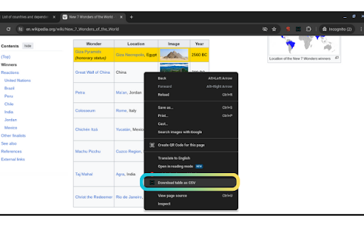 Table to CSV by Rameja from Chrome web store to be run with OffiDocs Chromium online Table to CSV by Rameja from Chrome web store to be run with OffiDocs Chromium online