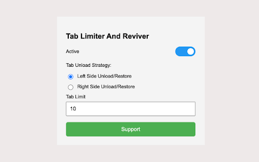 Tab Limiter And Reviver  from Chrome web store to be run with OffiDocs Chromium online