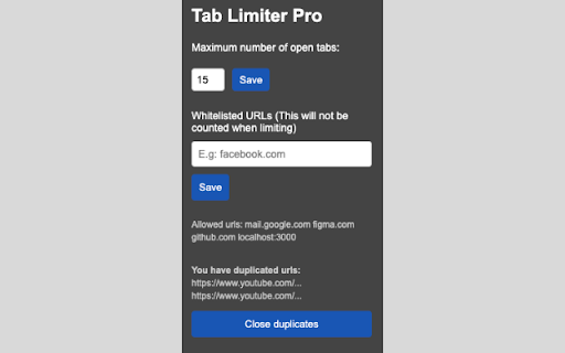 Tab Limiter Pro  from Chrome web store to be run with OffiDocs Chromium online