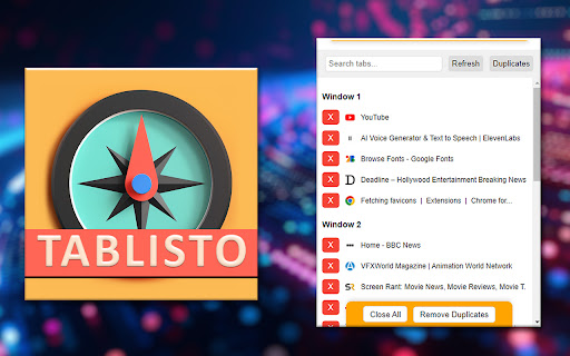 Tablisto  from Chrome web store to be run with OffiDocs Chromium online
