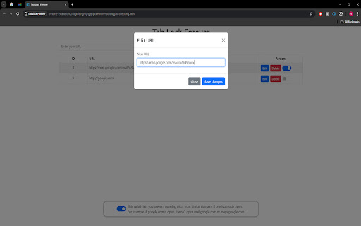 Tab Lock Forever  from Chrome web store to be run with OffiDocs Chromium online