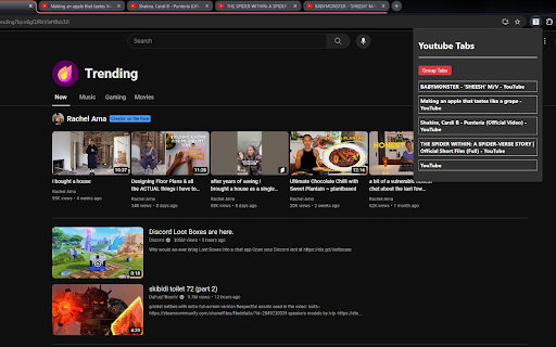 Tab Manager for Youtube  from Chrome web store to be run with OffiDocs Chromium online