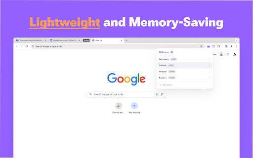 Tab manager MySpaces  from Chrome web store to be run with OffiDocs Chromium online