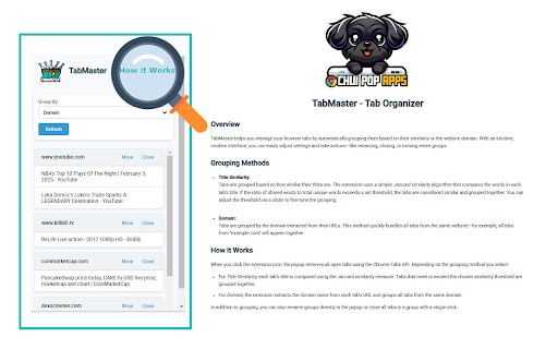 Tabmaster  from Chrome web store to be run with OffiDocs Chromium online