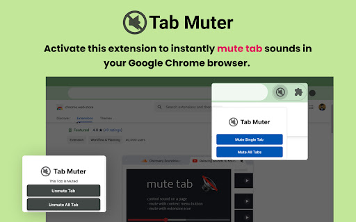 Tab Muter  from Chrome web store to be run with OffiDocs Chromium online