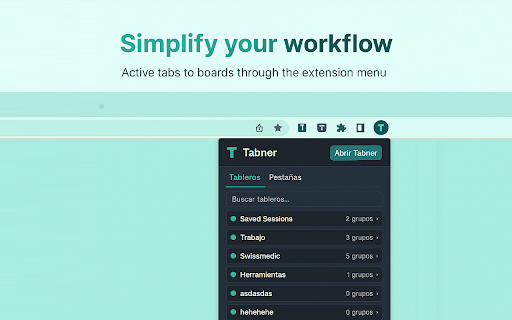 Tabner: Your Smart Tab Manager  from Chrome web store to be run with OffiDocs Chromium online
