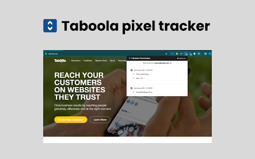 Taboola Pixel Tracker  from Chrome web store to be run with OffiDocs Chromium online