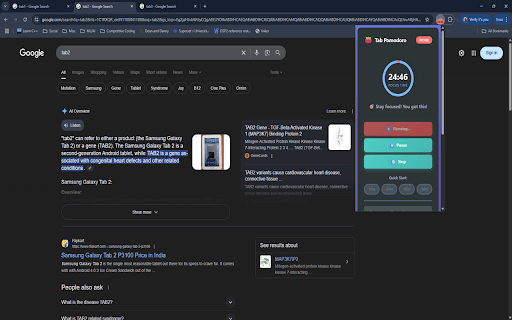 Tab Pomodoro  from Chrome web store to be run with OffiDocs Chromium online