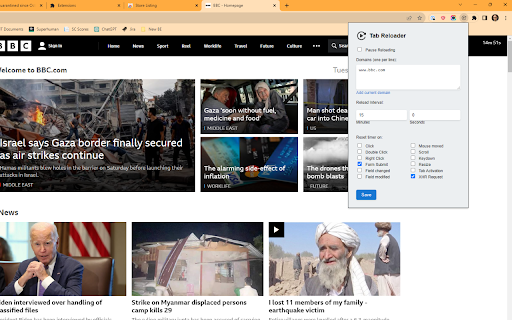 Tab reloader  from Chrome web store to be run with OffiDocs Chromium online