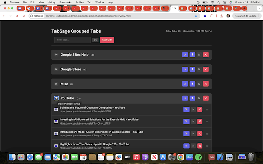 TabSage  from Chrome web store to be run with OffiDocs Chromium online