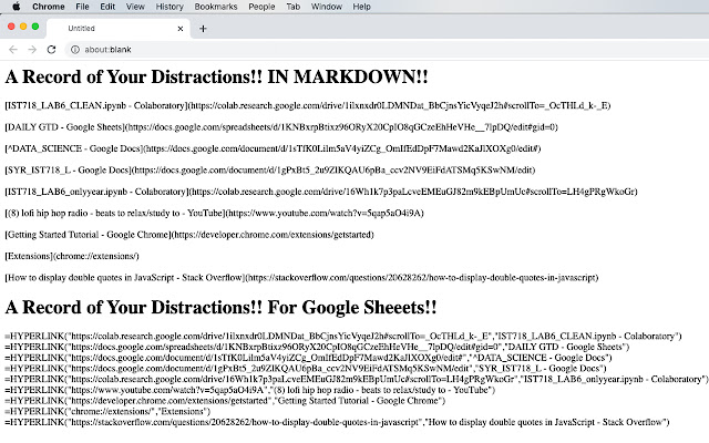 Chrome ウェブストアの TABS AS MARKDOWN を OffiDocs Chromium online で実行する