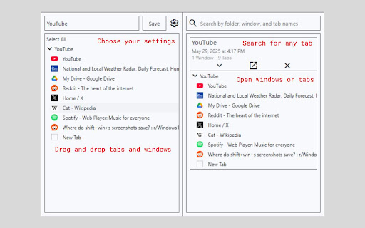 Tab Saver  from Chrome web store to be run with OffiDocs Chromium online