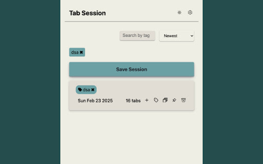 Tab Session Extension  from Chrome web store to be run with OffiDocs Chromium online