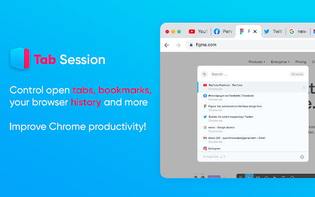 Tab Session history, tabs and bookmarks  from Chrome web store to be run with OffiDocs Chromium online