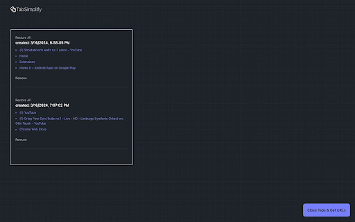 TabSimplify  from Chrome web store to be run with OffiDocs Chromium online