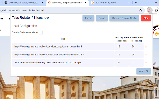 Tabs Rotator / Slideshow  from Chrome web store to be run with OffiDocs Chromium online