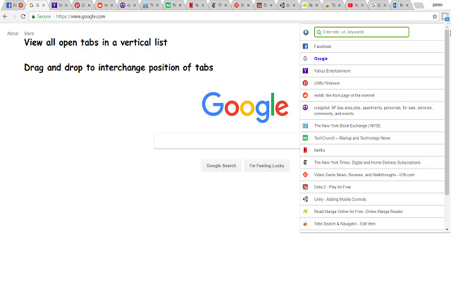 Tabs Search  Navigator  from Chrome web store to be run with OffiDocs Chromium online