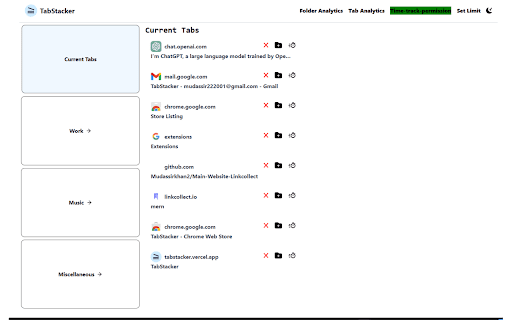 TabStacker  from Chrome web store to be run with OffiDocs Chromium online