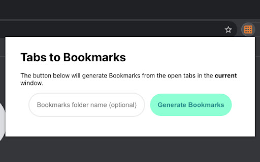 Tabs To Bookmarks  from Chrome web store to be run with OffiDocs Chromium online