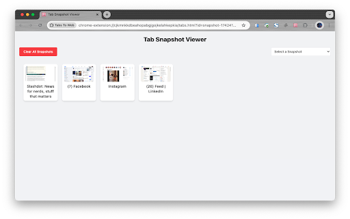 Tabs To Web  from Chrome web store to be run with OffiDocs Chromium online