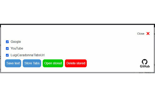 TabsUrl  from Chrome web store to be run with OffiDocs Chromium online