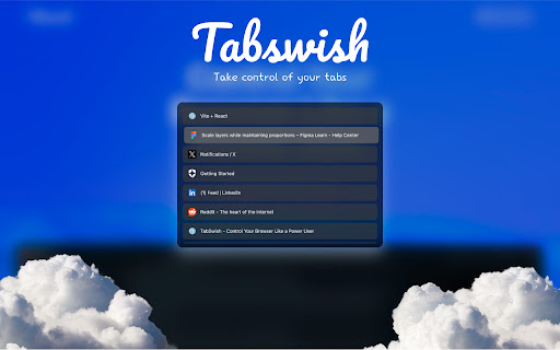 Tabswish  from Chrome web store to be run with OffiDocs Chromium online