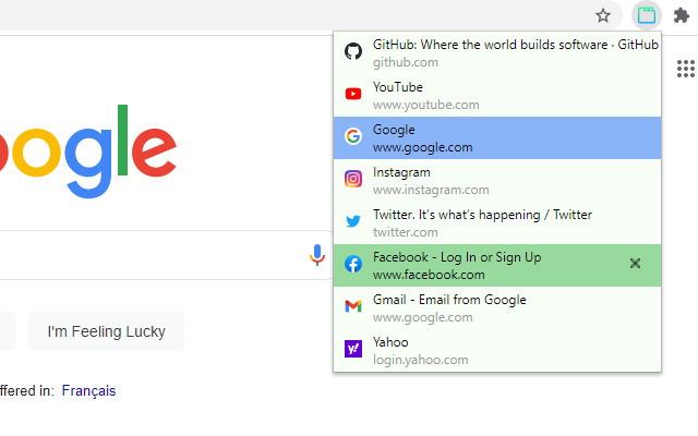 tabswitcher  from Chrome web store to be run with OffiDocs Chromium online