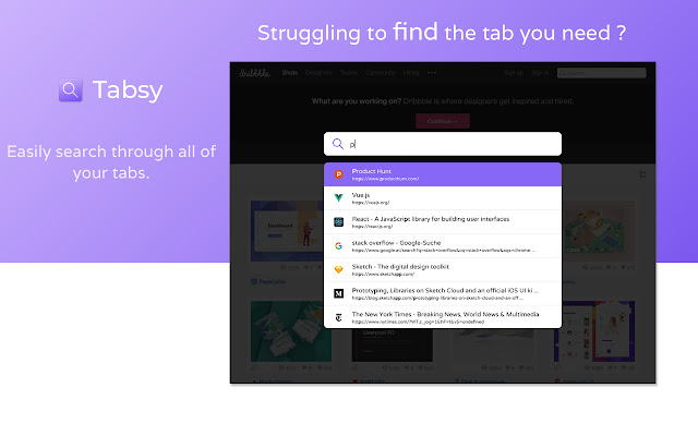 Tabsy Tab Finder  from Chrome web store to be run with OffiDocs Chromium online