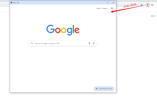 Tab To Popup Window  from Chrome web store to be run with OffiDocs Chromium online