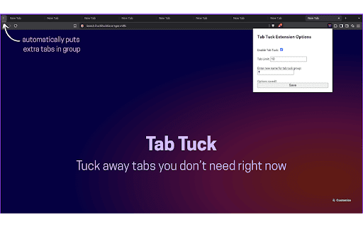 Tab Tuck  from Chrome web store to be run with OffiDocs Chromium online