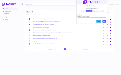 Tabulee  from Chrome web store to be run with OffiDocs Chromium online