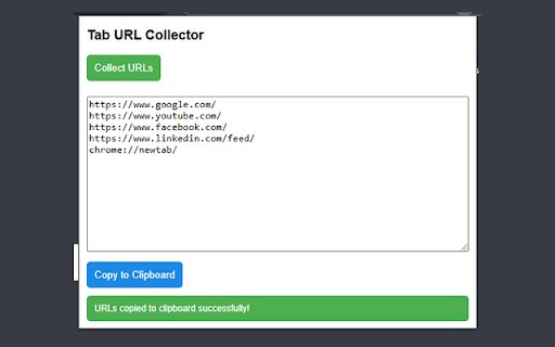 Tab URL Collector  from Chrome web store to be run with OffiDocs Chromium online