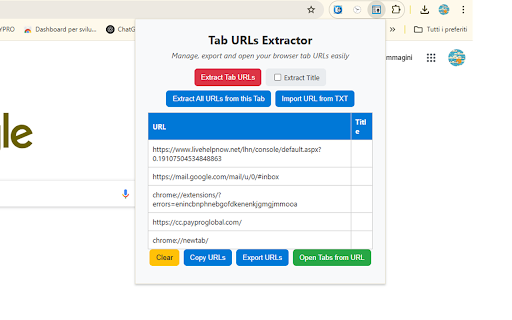 Tab URLs Extractor  from Chrome web store to be run with OffiDocs Chromium online