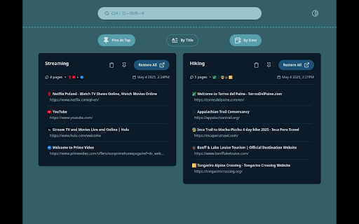 TabVault  from Chrome web store to be run with OffiDocs Chromium online