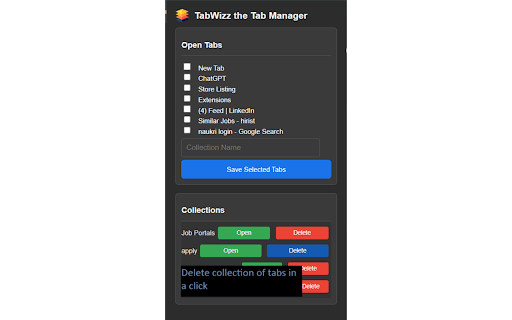 TabWizz the Tab Manager  from Chrome web store to be run with OffiDocs Chromium online