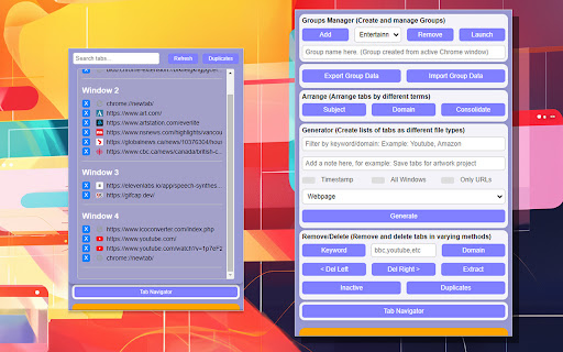 Tab Wrangler  from Chrome web store to be run with OffiDocs Chromium online